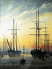 Caspar David Friedrich View of a Harbour painting